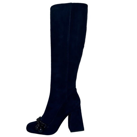 Tory Burch Boots Addison 95 MM Lancaster Suede Royal Navy Blue Size 9 M Medium - Picture 5 of 17